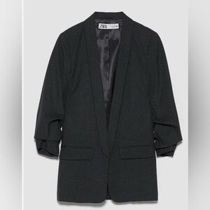 Zara Charcoal Open-Front Blazer